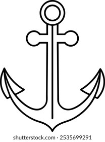 anchor silhouette vector illustration line art transparent background