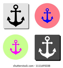 Anchor. simple flat vector icon illustration on four different color backgrounds