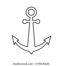 Anchor. Simple vector design, empty outline. Stock illustration isolated on a white background.
