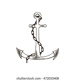 Anchor sketch. Hand drawn vector illustration.