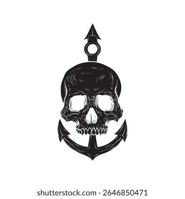 anchor and skull design illustration. suitable for icon, symbol, mascot, element or clothing design needs