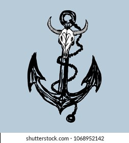 anchor skull graphic design vector art
