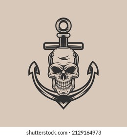 Anchor Skull Mascot Design Vector