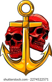 Anchor and skull vector illustration