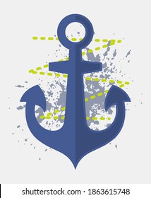 Anchor with splash cartoon flat design illustration vector