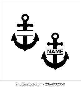 Anchor split monogram frame. Clipart image isolated on white background vector
