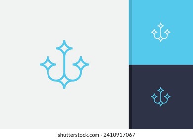 anchor star logo design icon template