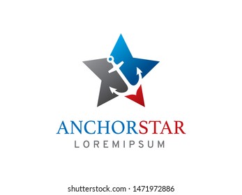 Anchor and star logo symbol or icon template