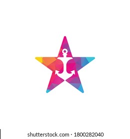 Anchor star shape concept vector logo design.