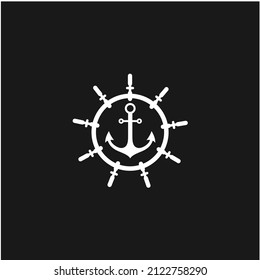 Anchor Steering Wheel Captain Boat Ship Compass Logo Design Inspiration