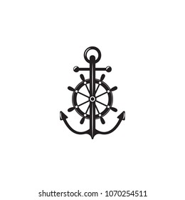 anchor with steering wheel icon. Element of ship illustration. Premium quality graphic design icon. Signs and symbols collection icon for websites, web design, mobile app on white background