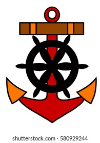 Anchor and steering wheel vector