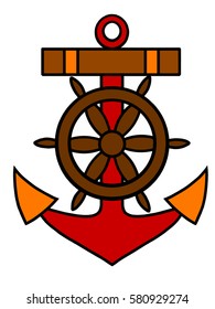 Anchor and steering wheel vector color