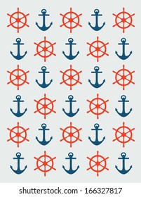 anchor and steering wheels vector/illustration