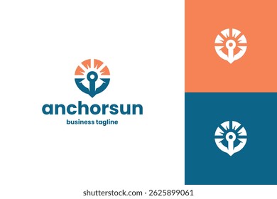 anchor sun vector logo design