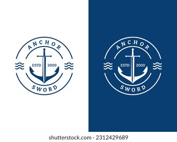 Anchor with sword symbol logo design vector svg