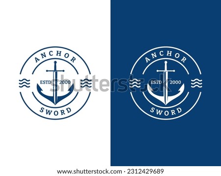 Anchor with sword symbol logo design vector