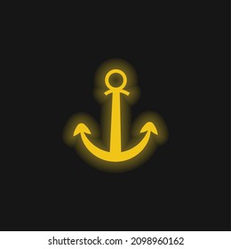 Símbolo de anclaje para icono de neón brillante amarillo de interfaz