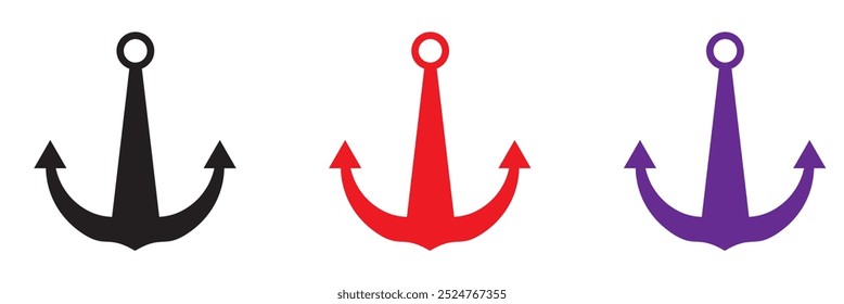 Diseño de logotipo de símbolo de ancla. Ancla de barco o icono plano del ancla del barco para los App y los Sitios web. Icono simple, plano, negro de la silueta del ancla