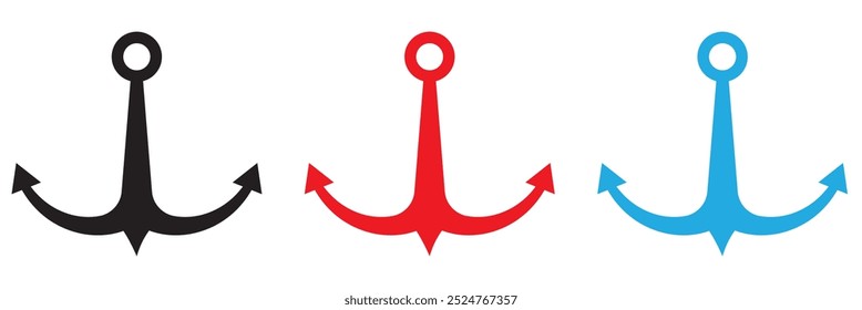 Diseño de logotipo de símbolo de ancla. Ancla de barco o icono plano del ancla del barco para los App y los Sitios web. Icono simple, plano, negro de la silueta del ancla