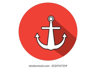 Anchor symbol logo design. Ship anchor or boat anchor flat icon for apps and websites.Simple, flat, black anchor silhouette icon