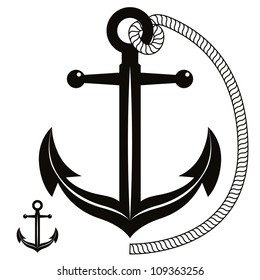 Anchor symbol, monochrome vector icon.
