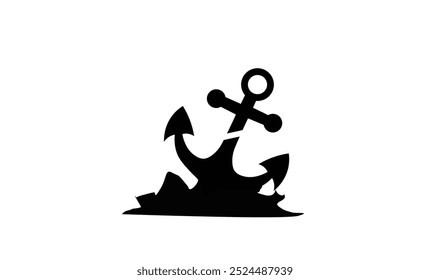 anchor symbol on sand vector symbol
