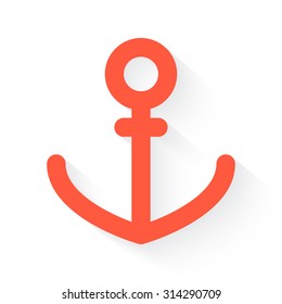 Anchor symbol  in orange with drop shadow on white background