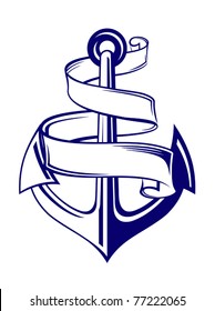 Anchor symbol with ribbon or banner for travel design. Jpeg version also available