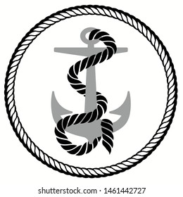 anchor symbol vector with circular rope, eps 10.