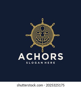 Anchor technology logo icon design template, business symbol or sign. anchor technology vector, navy ship anchor template design logotype
