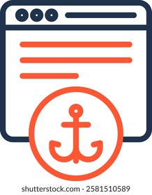 Anchor Text Icon Color Line Vector Illustration