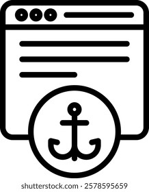 Anchor Text Icon Outline Vector Illustration