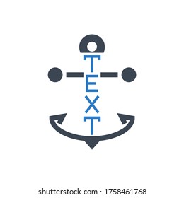 Anchor Text Related Vector Glyph Icon. Isolated on White Background. Vector Illustration.