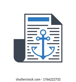 Anchor Text Related Vector Glyph Icon. Isolated on White Background. Vector Illustration.