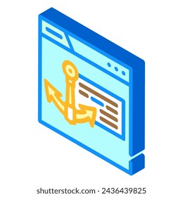 Ankertext SEO isometrischer Symbolvektor. Ankertext SEO-Zeichen. Isolierte Symboldarstellung