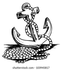 Anchor theme drawing - vector illustration.
