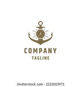 Anchor of time logo design template flat vector