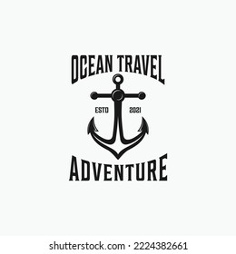 anchor travel ocean logo design template 1