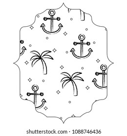 anchor and tropical palms pattern