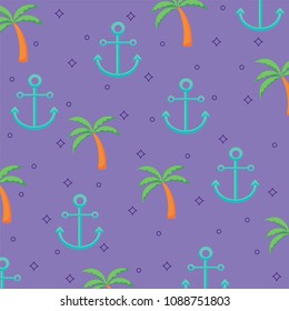 anchor and tropical palms pattern