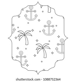anchor and tropical palms pattern