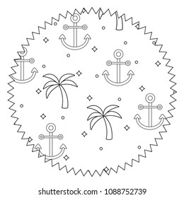 anchor and tropical palms pattern