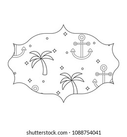 anchor and tropical palms pattern