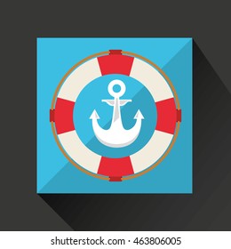 anchor, vacation on beach icon, vector illustration