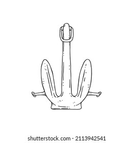 anchor vector black white doodle sketch isolated illustration.