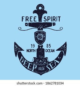 Anchor Vector design for t-shirt graphics, fashion prints, slogan tees