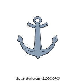 anchor vector doodle sketch outline isolated illustration.