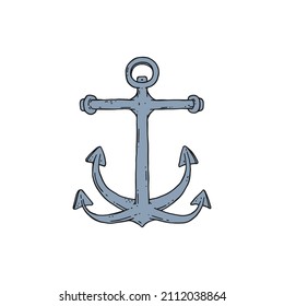 anchor vector doodle sketch outline isolated illustration.