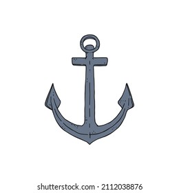 anchor vector doodle sketch outline isolated illustration.